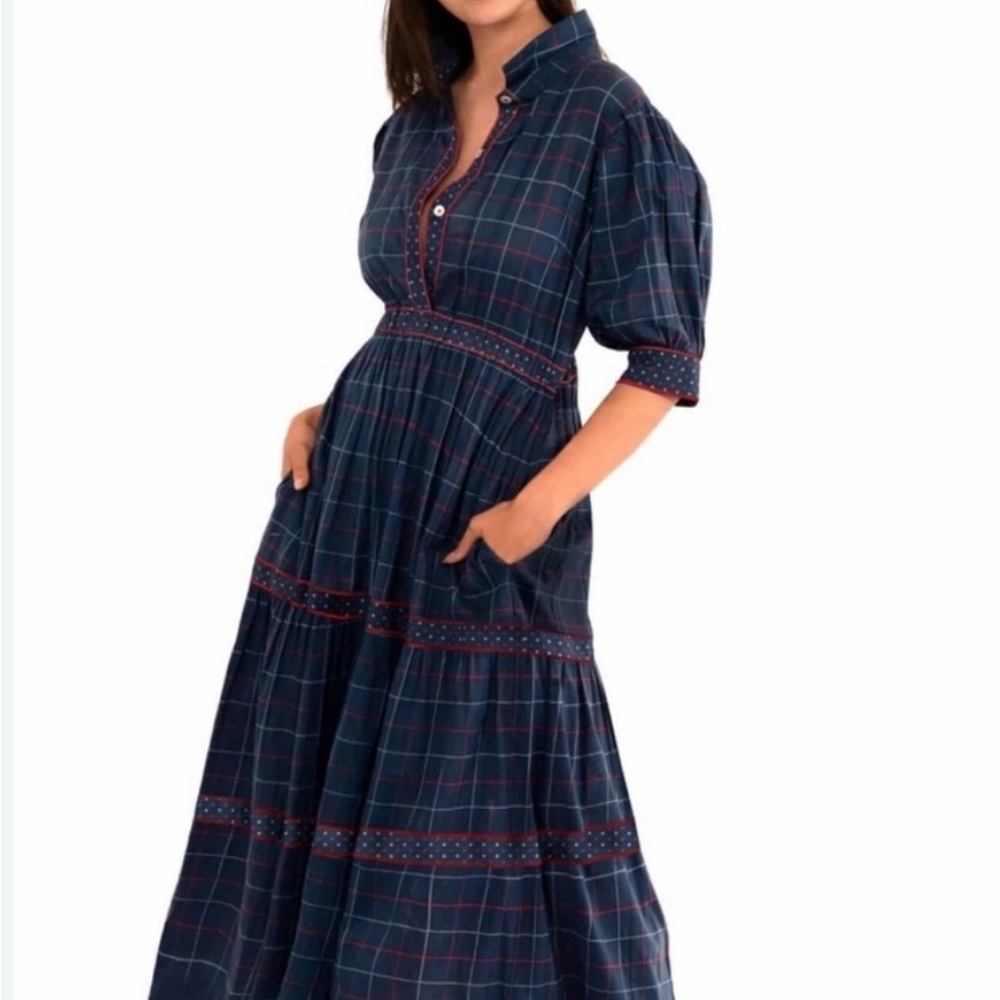 Gretchen Scott Designs Navy and Red Plaid Dress - Picture 5 of 6